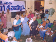 The senior citizens actively participate on the International Old Age Day.