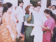   Mrs.Rani Krishnan being appreciated by the MP,President of All India Congress Committee Tmt Sonia Gandhi.		